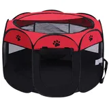 Powerwill Tierhaus Tierhäuser Welpen-Laufstall Tierlaufstall Haustierzelt 73×73×43cm, FaltbarerTierhaus Hundehütte - Hundehöhle für kleine mittelgroße rot