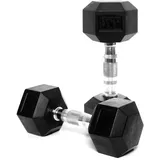 CorePowerPro Hexagon Hantel Set (2x8kg), Gummierte Kurzhanteln Set mit Verchromten Griff, Dumbbells für Gym, Studio und Zuhause, Strength Training Equipment Gewicht Set