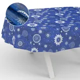 Wachstuch-Tischdecke Tischdecke abwaschbar Wachstuch Garten-Tischdecke Outdoor Indoor Oval 240x140cm Schnittkante Astrologie