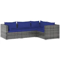 vidaXL 4-tlg. Garten-Lounge-Set mit Kissen Poly Rattan Grau