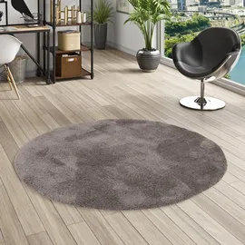 Pergamon Luca Hochflorteppich Ø 200 cm Grau
