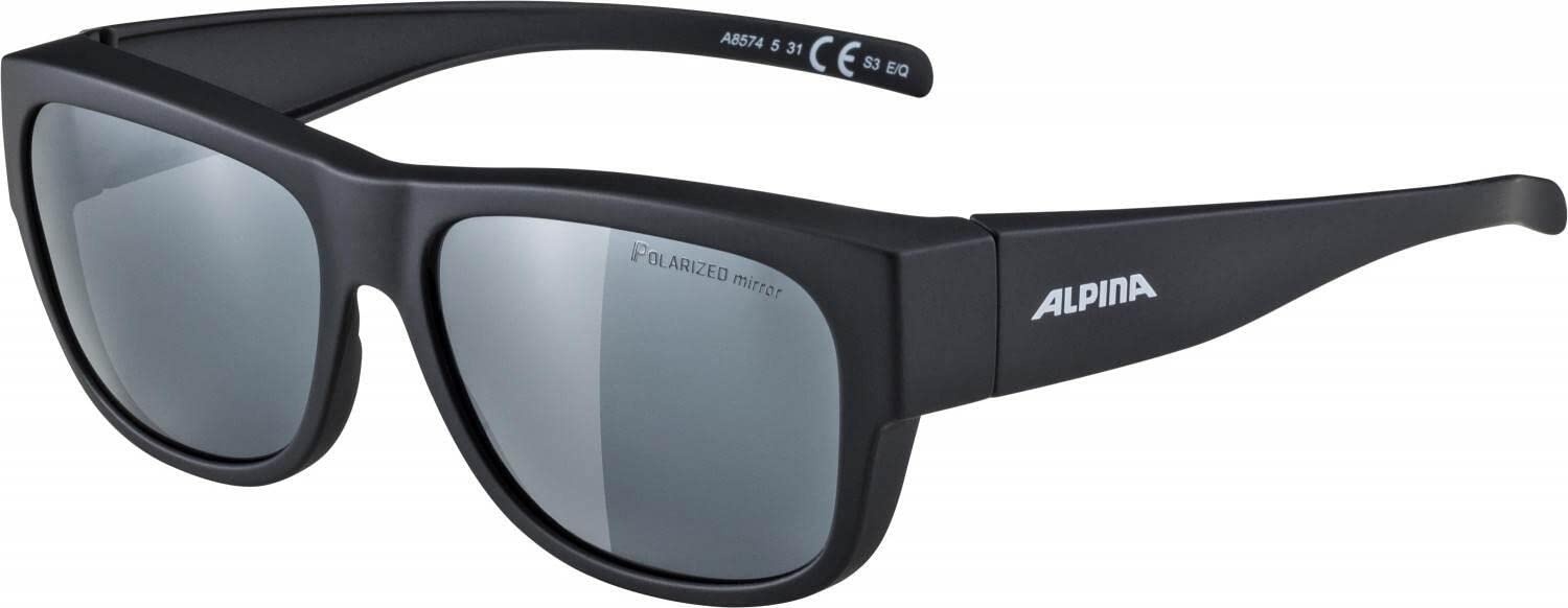 ALPINA OVERVIEW II Q - Verspiegelte und Bruchsichere OTG Sonnenbrille Mit 100% UV-Schutz Für Erwachsene, black matt, One Size