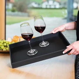 silwy Metall Tablett im Leder-Look Schwarz