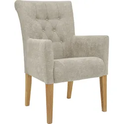 Esszimmerstuhl HOME AFFAIRE "King", beige (creme, natur), B:60cm H:92cm T:65cm, Polyester, Stühle, Armlehnstuhl mit Knopfheftung, Polsterstuhl
