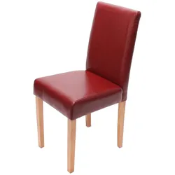 Esszimmerstuhl Littau, Küchenstuhl Stuhl, Leder ~ rot, helle Beine