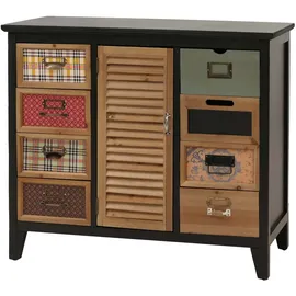 Mendler Apothekerkommode HWC-O63 Schrank 80x91x40cm Schwarz
