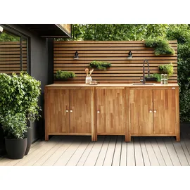 Beliani Outdoor-Küchenschrank Venosa Braun