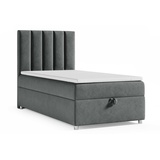 Best for Home Boxspringbett mit Bettkasten Trinity K10-SINGLE 70x200 Bonellfederkern inkl. Topper | Graphit | Grau