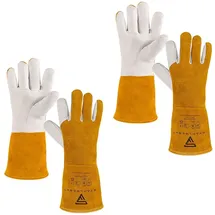 STAHLWERK Schweißerhandschuhe 2er Set Arbeitshandschuhe Echtleder hitzebeständig