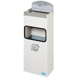 Proregal Robuster Wandascher mit Schild 4 Liter, HxBxT 55 x 14,5 x 22 cm Verzinkter Stahl Weiß