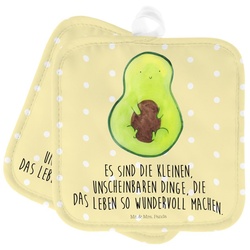 Mr. & Mrs. Panda Topflappen Avocado mit Kern – Gelb Pastell – Geschenk, Avocadokern, Frucht, Topf, (1-tlg) gelb