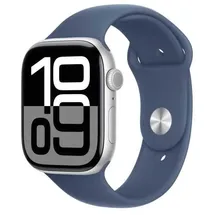 Apple Watch Series 10 GPS 46 mm Aluminiumgehäuse silber Sportarmband denim M/L