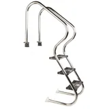 poolomio® Edelstahl Poolleiter Easy Entry Comfort für tiefere Pools - 3 Stufen, rutschfest, Robust - Geeignet für Pools über 1,10 m Höhe