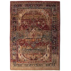 Wollteppich THEKO "Saharna 7518", rot, B:80cm H:12mm L:150cm, Wolle, Teppiche, reine Wolle, Orient-Optik, mit Fransen