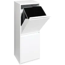 ARREGUI Basic CR201-B Mülltrennsystem aus Stahl | Mülleimer für die Küche | 2 Fach Abfalleimer | 2x17L (34L) | Herausnehmbare Inneneimer mit Griff | Recycling Schrank für Mülltrennung | weiß