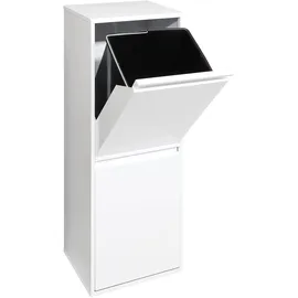 ARREGUI Basic CR201-B Mülltrennsystem aus Stahl | Mülleimer für die Küche | 2 Fach Abfalleimer | 2x17L (34L) | Herausnehmbare Inneneimer mit Griff | Recycling Schrank für Mülltrennung | weiß