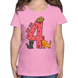 Shirtracer T-Shirt Katzen Vierter – 4. Geburtstag – Mädchen Kinder T-Shirt t shirt 4 jahre mädchen – t-shirt mit katze – cat kinder tshirt rosa 104 (3/4 Jahre)