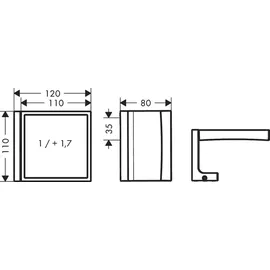 Hansgrohe Axor Universal Rectangular neigbar, Wandmontage, brushed brass