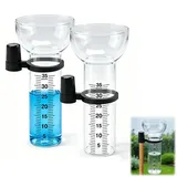 KQWVZ 2 Stück Regenmesser Frostsicher, 35 mm Regenmesser Glas mit klarer Skala, Niederschlagsmesser, Regenmesser Ersatzglas mit Halterung für Garten Glas,klar,zur Regenwassermessung