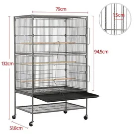 Yaheetech Vogelkäfig Vogelvoliere 79 x 52 x 132 cm schwarz