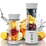 McMixer Smoothie Maker to Go - Tragbarer Mixer mit Dual - Power Motor - Wiederaufladbarer Smoothie Mixer to Go mit Akku - USB Mixer für Smoothies, Säfte und Babynahrung (Weiss)