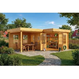 Alpholz Gartenhaus 5-Eck Pepe 4,22 x 2,76 m Braun