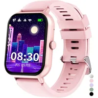 Kinder Smartwatch Jungen Mädchen mit Telefonfunktion, Fitness Uhr mit Spiele, Puls, Schlafmonitor, 120+ Sportmodi, IP68 wasserdicht - Rosa