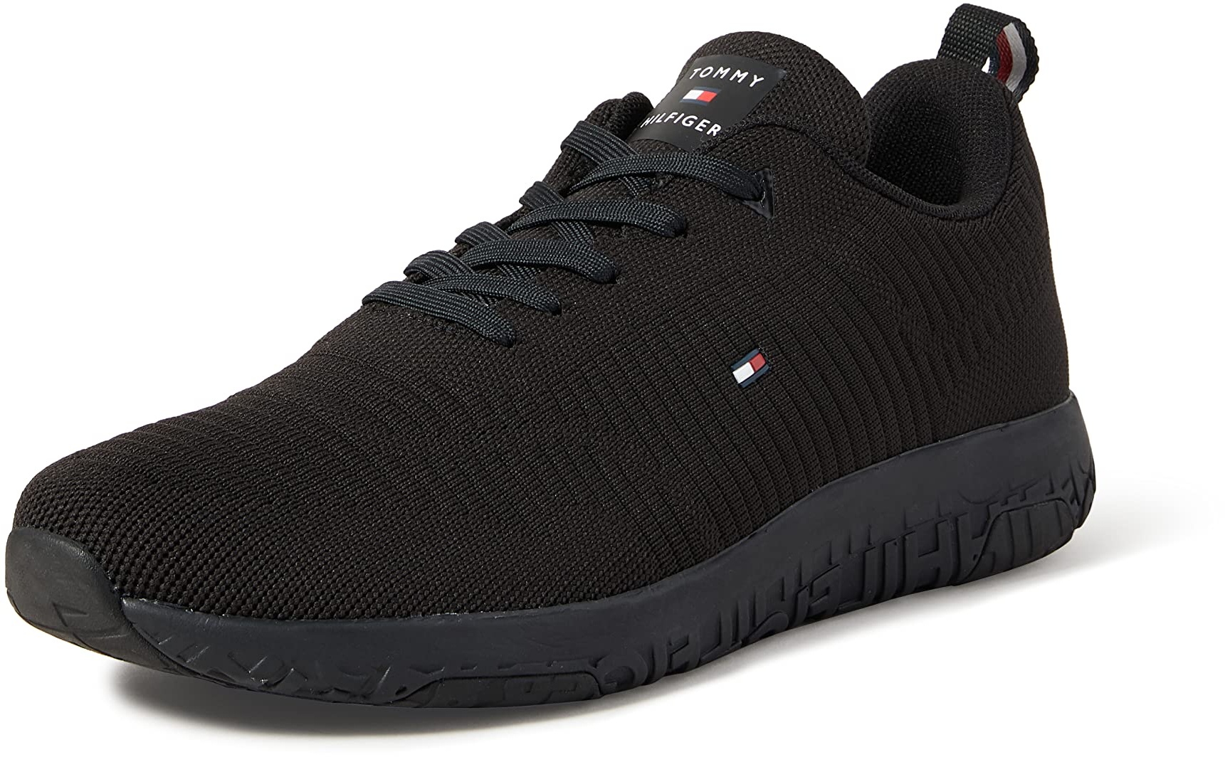 Tommy Hilfiger Herren Sneakers Corporate Knit Rib Runner, Schwarz (Black), 45