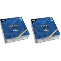 Papstar Servietten "ROYAL Collection" 1/4-Falz 40 x 40 cm dunkelblau "Ornaments"