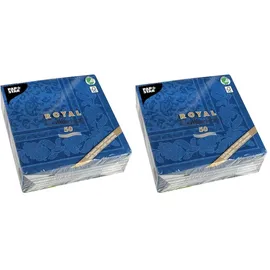 Papstar Servietten "ROYAL Collection" 1/4-Falz 40 x 40 cm dunkelblau "Ornaments"