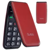 Qubo Seniorenhandy Klapphandy Ohne Vertrag, Großtastenhandy, GSM Flip Mobiltelefon SOS Notruffunktion, Taschenlampe, FM-Radio, 2,4 Zoll Farbdisplay, Rot
