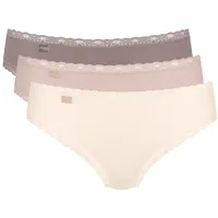 Sloggi Damen Tai, Vorteilspack - 24/7 Weekend, Baumwoll Stretch Weiß/Beige/Braun XL