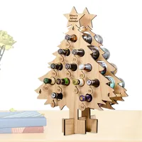 Stronrive Wein-Adventskalender 2023 Erwachsene, Weihnachtsdekoration aus Holz mit Countdown-Ornamenten, Holz Weinständer Ferienhaus Desktop-Dekorationen