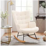 BELUPAI Schaukelstuhl Polster Schaukelsessel, mit Massivholzfüßen und Metallgestell (Set, 1 St), für Schlafzimmer,Teddystoff,Beige beige