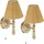 Relaxdays Wandlampe mit Schirm, 2er Set, Zugschalter, Flur & Wohnzimmer, E14, Stoff, Metall, HxBxT: 28x16x19 cm, Messing