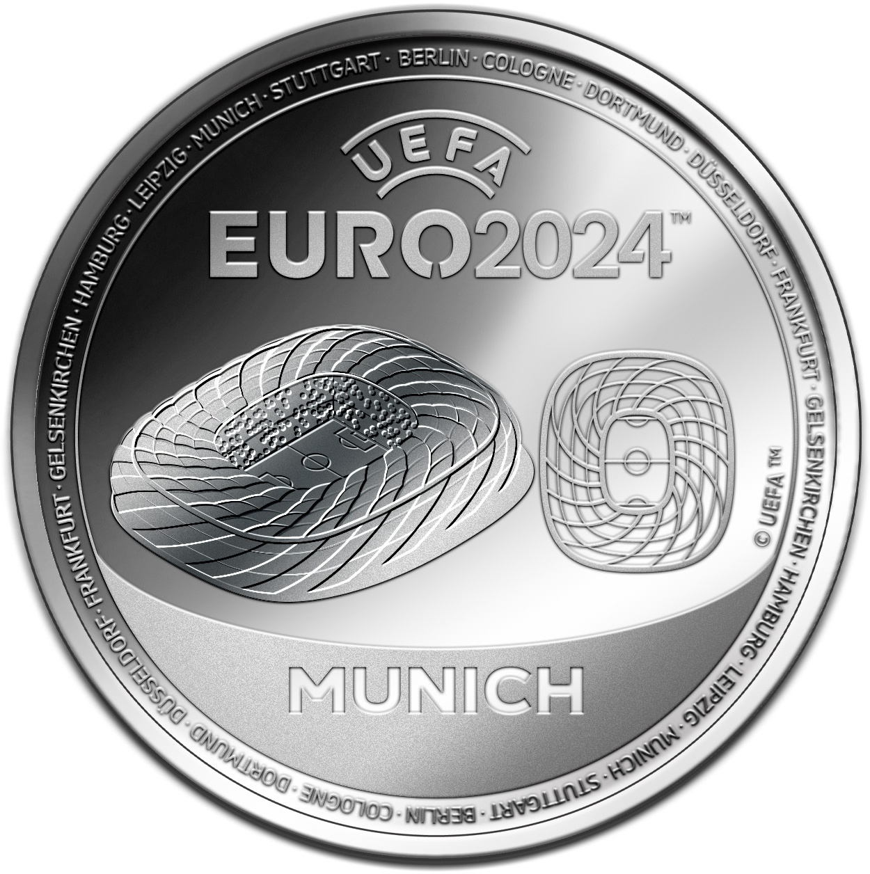 Uefa Euro 2024 Offizielle Silbermünze (Sonderprägung: München)