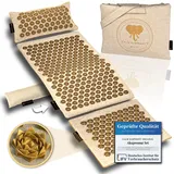 CALM ELEPHANT ORIGINAL Akupressurmatte mit Kissen XXL Set GENUINE 5-teilig, Massagematte Rücken, Verspannungen lösen, Akupunktur Matte, Kissen mit Wärmefunktion, Lendenkissen, Fußmatte & Tasche, beige
