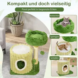 Costway Kratzbaum Klein mit Plattform 2 Bälle grün