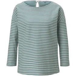 Tom Tailor Denim Damen Shirt Structure Striped 7/8 Arm Grün Structure Stripe M