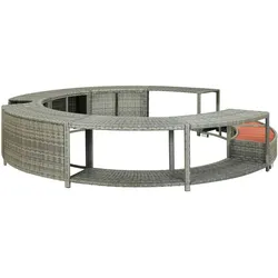 vidaXL Whirlpool-Umrandung Grau Poly Rattan