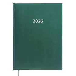 2026 ADINA Buchkalender A4 grün-metallic 1 Tag auf 1 Seite auch sonntags Balacron-Einband dickes 80g Papier