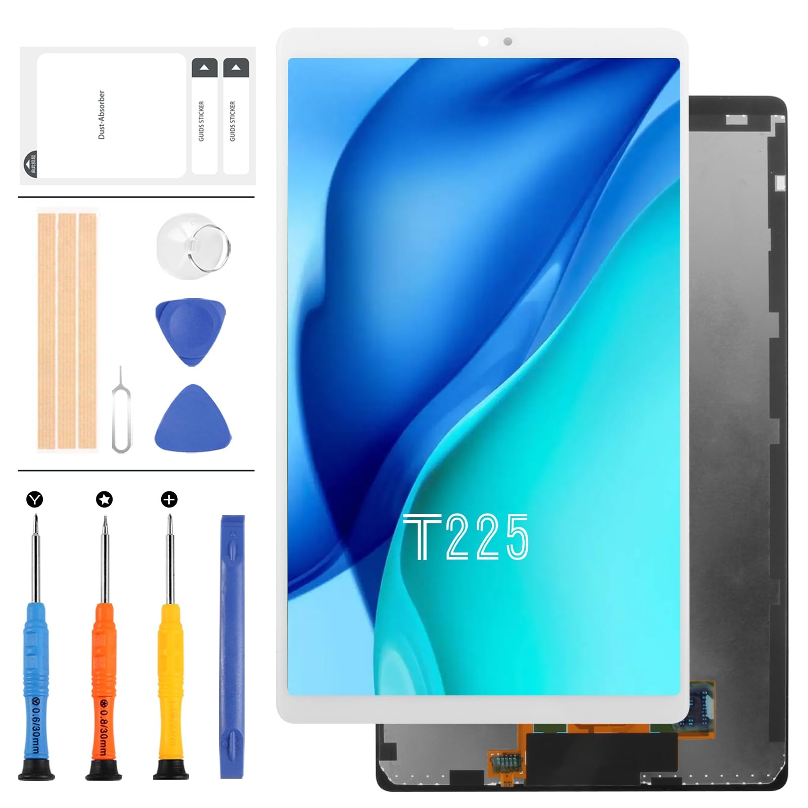 LCD-Bildschirm Ersatz für Samsung Galaxy Tab A7 Lite LTE SM-T225 T225 8,7 Zoll LCD-Display Montage Kit SM T225 Matrix Touch Digitizer Glas Reparaturteile Kit mit Werkzeug (weiß)