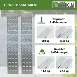 Trutzholm Auffahrrampe 226 cm 1360 kg klappbar Aluminium profiliert silber 2 St.