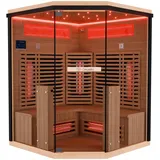 Dewello Dewello® Infrarotkabine Infrarotsauna KENORA 140x140 für 2-3 Personen aus Hemlockholz, Dual-Therm, Salzsteinoptik