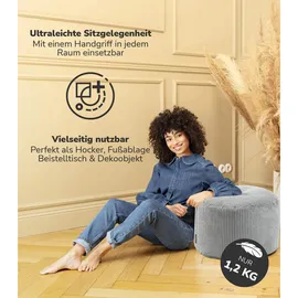 mokebo Pouf Cord 50 x 30 x 50 cm Grau