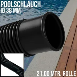 38 mm Schwimmbad Pool Solar Saug Ansaug Teich Schlauch schwarz - 21 m Rolle