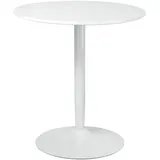 Homcom Esstisch, Runder Küchentisch, Moderner Esszimmertisch für 2 Personen, Bartisch Säulentisch mit Stahlbein, Rutschfester Fußauflage, Kaffeetisch für Wohnzimmer, Ø70 x 75 cm, Weiß