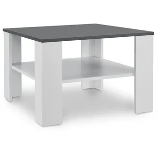 Juskys Couchtisch mit Ablage 60x60 cm - Weiß, Dunkelgrau