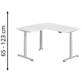 Hammerbacher Winkelschreibtisch XDSMW Weiß / Silber