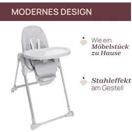 Chicco Hochstuhl Polly Armonia Steel, mit Essbrett grau
